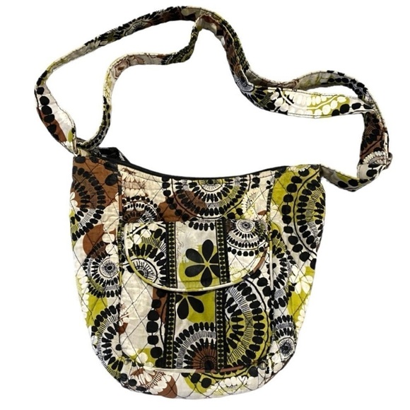 Vera Bradley Cocoa Moss Saddle Crossbody Bag Boho Quilted Adjustable Strap - Picture 1 of 11